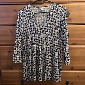 Dana Buchman Black w Gray&Cream Print Flowy Knit Top